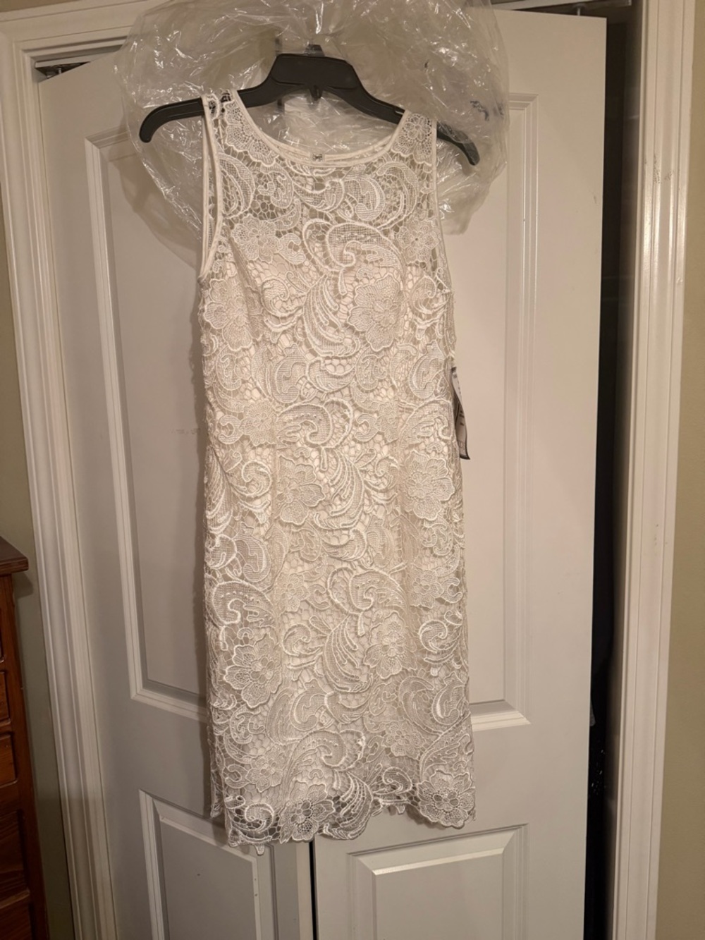 Adrianna Papell Ivory Lace Sheath Dress VINTAGE MACY’S Gown Bridal Beautiful